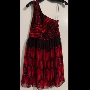 TIBI New York Silk Black Red Fire Cocktail Dress